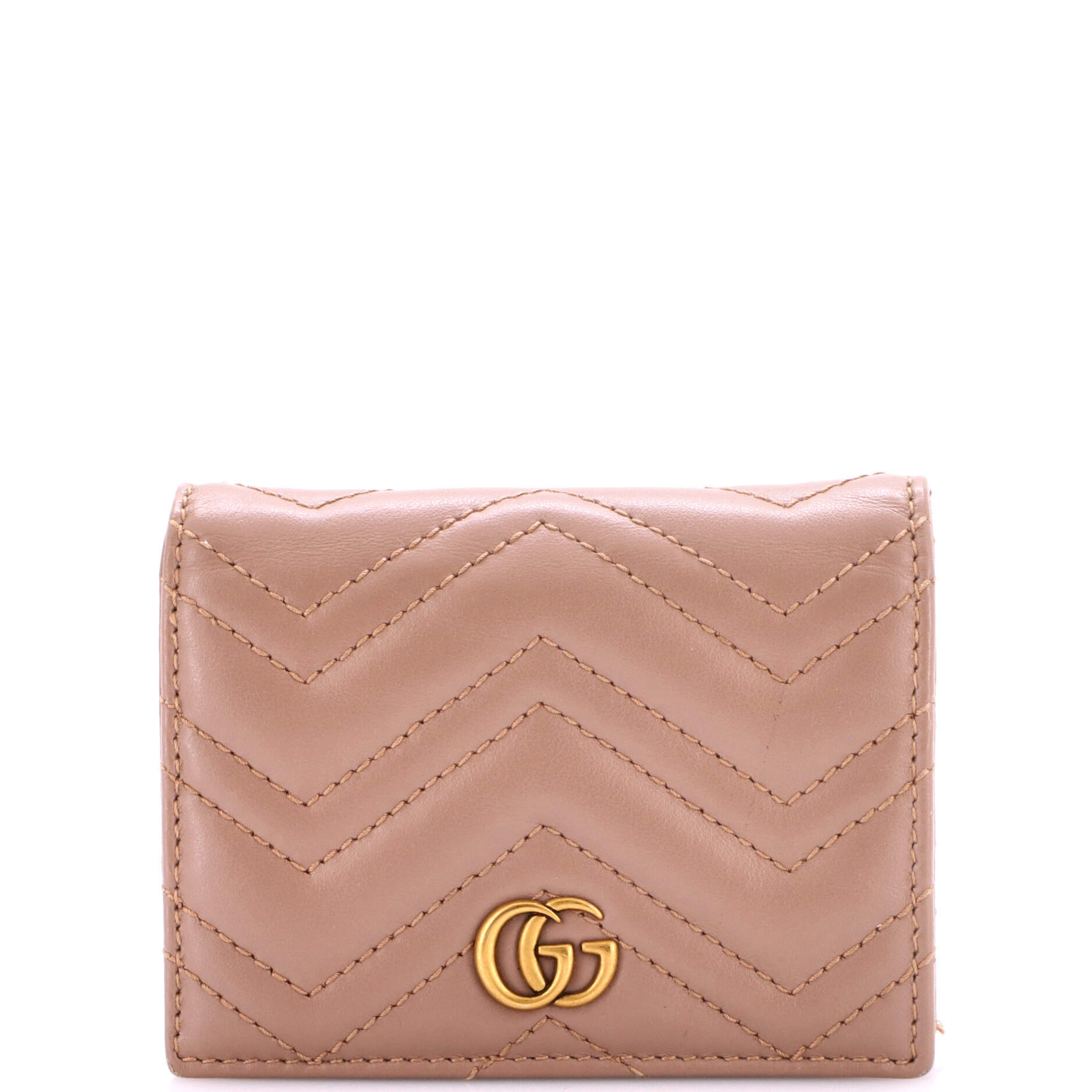 Gucci Gg Marmont Flap Card Case Matelasse Leather